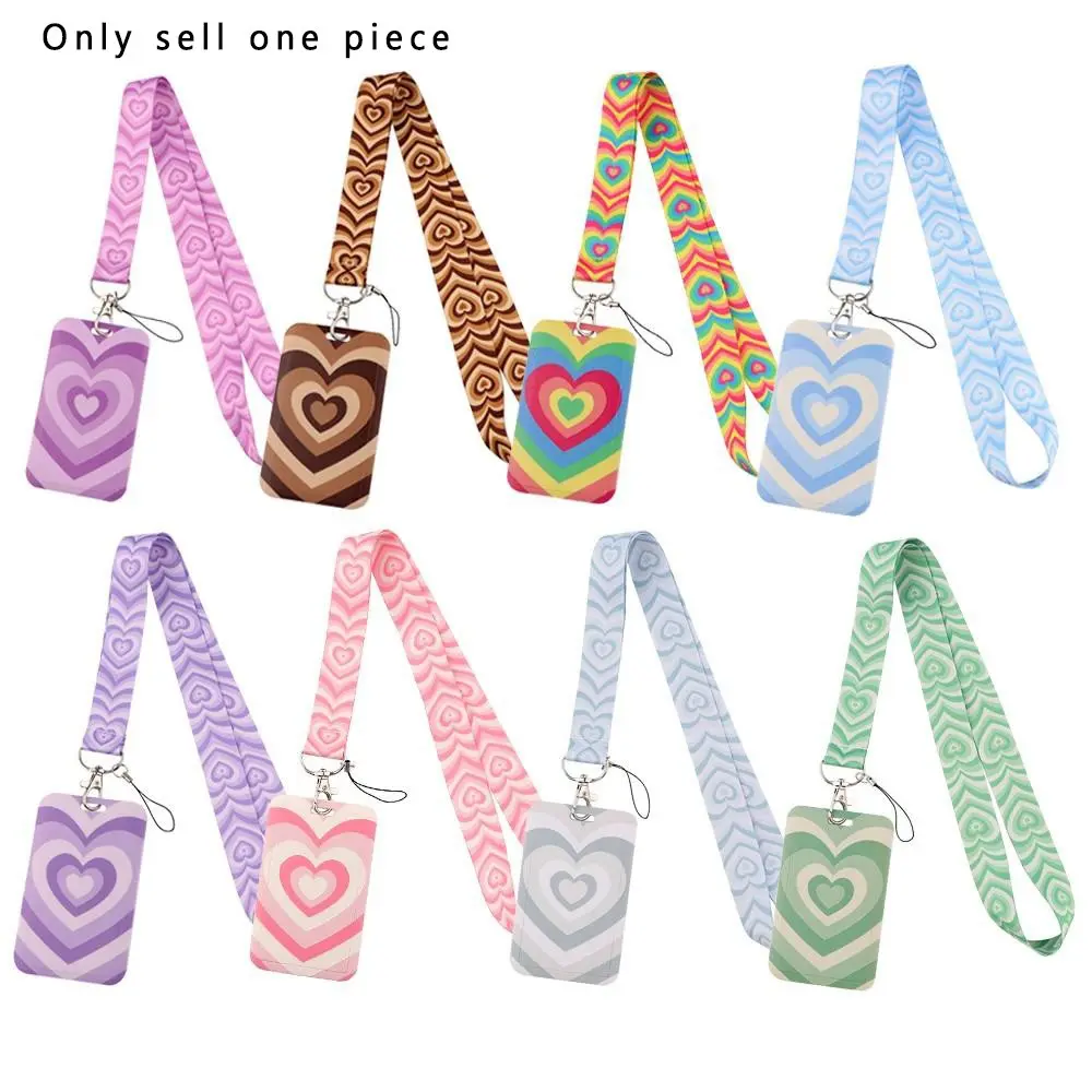 Cute Colorful Heart Pattern Neck Strap Women Lanyard Cell Phone Lanyard for Keys Keychain Badge Holder USB ID Credit Card Pass Hang Rope Lariat Mobile Phone Charm Accessories Phone Chains