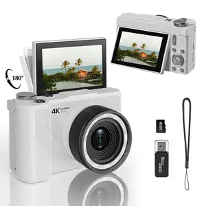 2025 Digital Camera for Photography 48MP Vlogging 180° Flip Screen 16X Zoom Anti-Shake 32GB SD Card Travel Camera Trendy Gift for Boys Girls Compact 4K Vlogging Camera