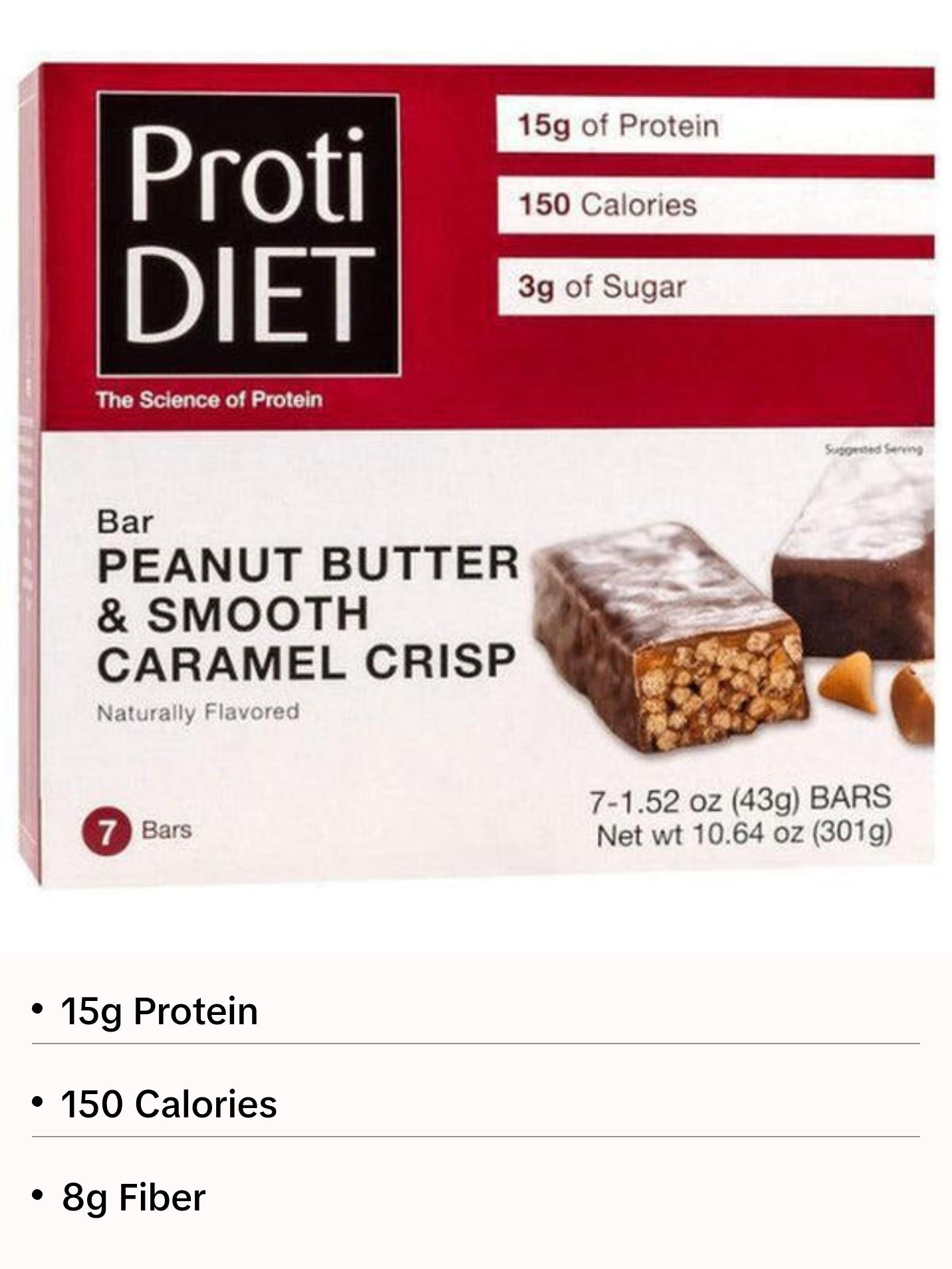 ProtiDiet - Protein Peanut Butter Smooth Caramel Crisp Bar - 7 Bars
