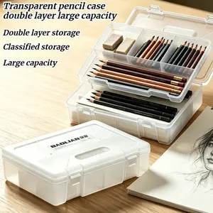 Transparent Stationery Organizer Box, Multi-Compartment Art Pen Holder, Desktop Drawer Storage, Office Supplies Organizer, Bedroom Desk Organizer