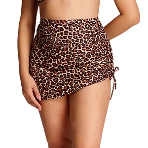 Lilylove Women's Short Swim Skirt Adjustable Drawstring Ruched Side-Tie High Waisted Shaping Skirt for Summer Bottoms for Beach Holiday Vacation Bathing Suit Swimsuit Swimwear