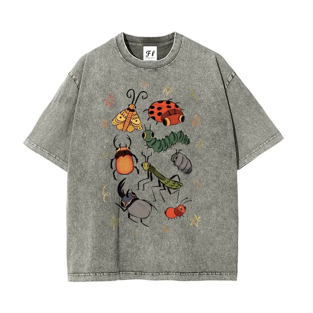 Bug Buddies Oversize Unisex Washed T-Shirt for Women and Men's Unisex Fit Batik Cotton Oversize Streetwear Menswear  Super Soft Pre-Shrunk....