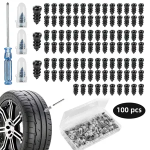 50/100 PCS Tire Repair Rubber Nails Kit with 2 Sizes, Screw in Tire Repair Plugs with Box and Screwdriver, Fast Self-Service Tire Repair Tools, Tire Screw Plug Repair Kit