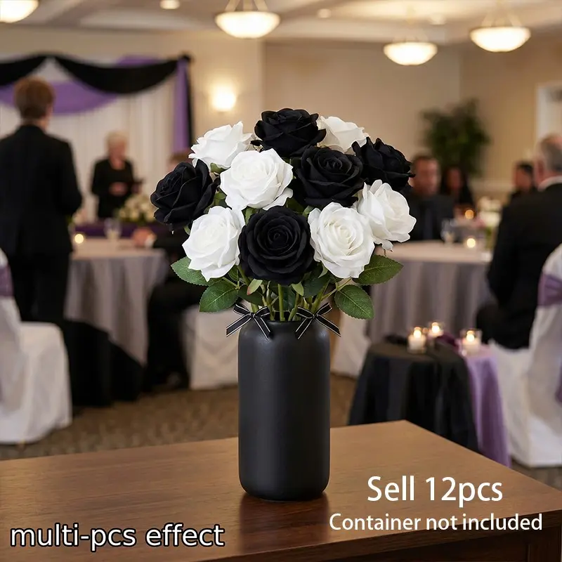 Realistic Rose Flowers, and Memorial Floral Decor, Ideal for Outdoor Indoor Use, Perfect for Independence Day, Veterans Day, Cemetery Decoration, Faux Roses
