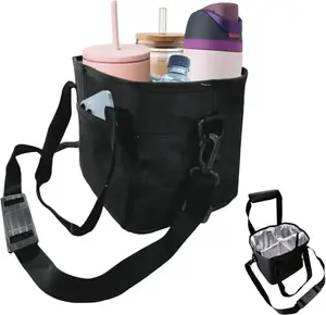 4 Water Bottle Holder with Strap| Family Size 4 Compartment Drink Bag,Multiple Tumbler Carrier| Adjustable Fits Large Small Drinks| Hands Free,Won't Tip Over in wardrobe organizer portable travel package