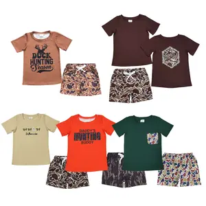 Stylish Summer Short Sleeve Set for Boys: Ideal for Hunting Wild Dogs & Ducks Suit