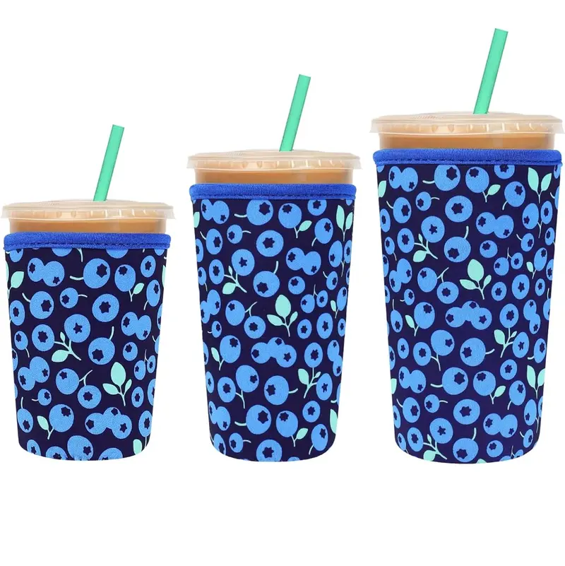 3-Pack Reusable Neoprene Coffee Sleeves - Insulated Sleeves for Hot and Iced Drinks, Compatible with Starbucks, Dunkin' Coffee Cups Drinkware Beverage Stylish