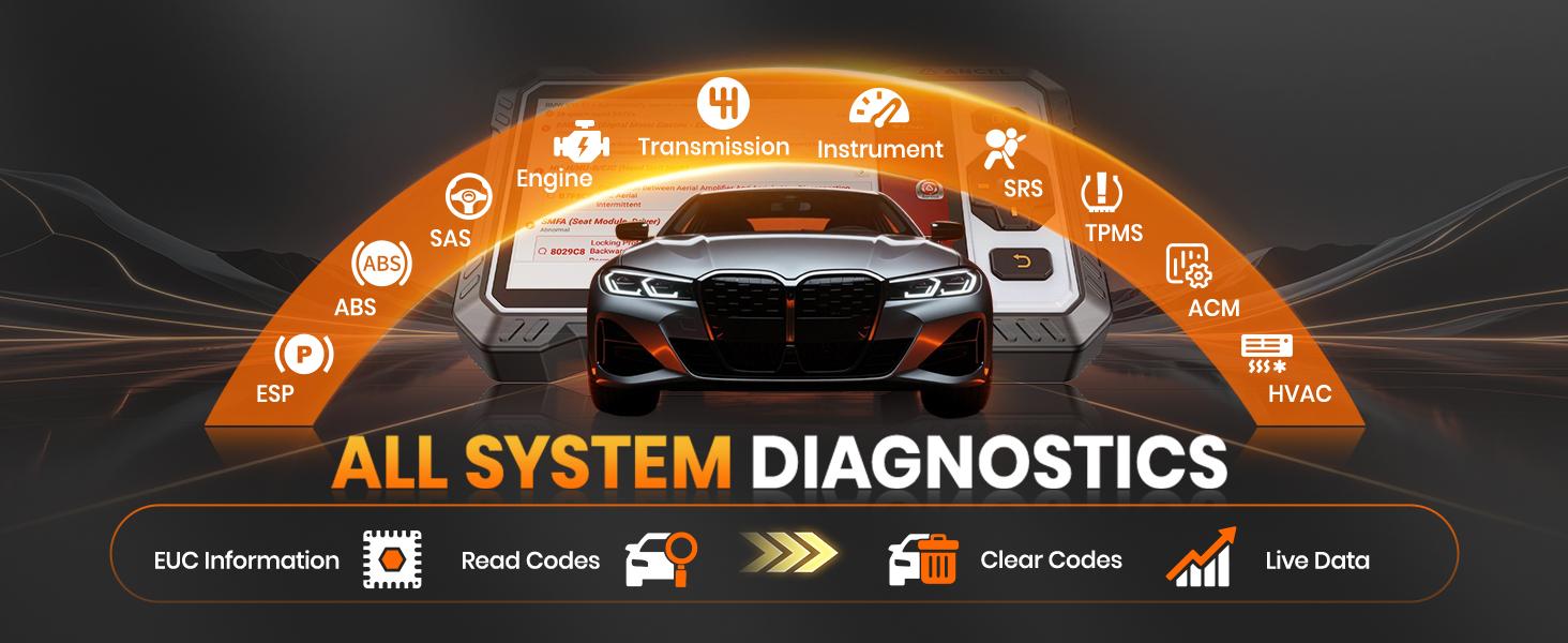 ANCEL FX6100 Bidirectional OBD2 Scanner, All System Car Diagnostic Scanner with Active Test,15+ Reset, EPB/BMS/SAS/D-PF Reset/ABS Bleeding/Injector Coding, FCA&CANFD, AutoVin, Lifetime Free Upgrade fathersdaygift