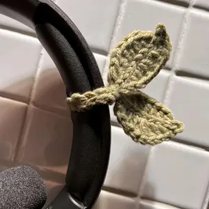 Crochet Sprout Headphone, Headphone Decoration, Crochet Sprout leaf