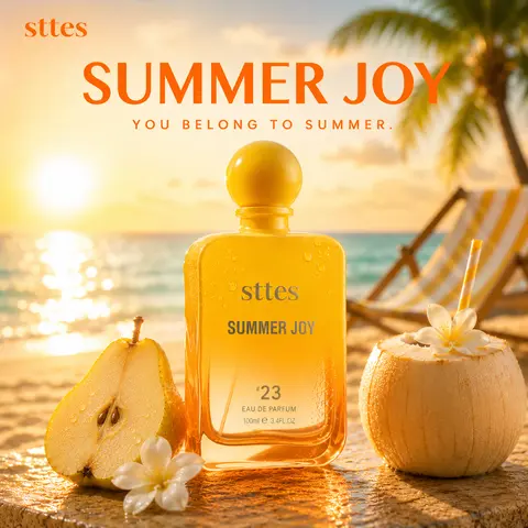 Sttes Women's 23 Summer Eau de Parfum Spray (100ml) Single Bottle - Adults' Daily Wear Tropical Gourmand Fragrance, Juicy Pear Top Note with Sunny Freshness, Banana & Coconut Base, Vanilla Scents, Sandalwood Finish, Long-Lasting, Spray on Skin