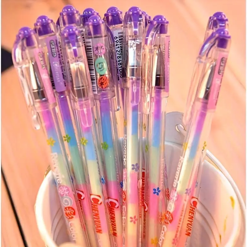 0.8mm Rainbow Pen, 6 Counts/set Multicolor Ink Roller Pen, Fluorescent Highlighter for Paper Drawing Paint School