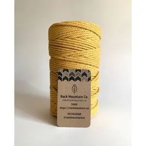 3mm 3 Ply Macrame Cord 3 Strand Twisted Cotton Craft Rope - Yellow Gold Fiber Art String