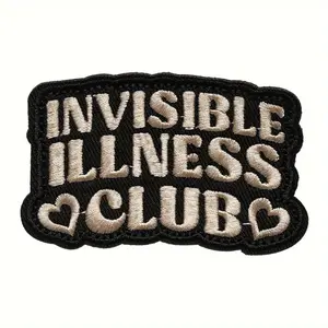 1PC "Invisible Illness Club" Embroidered Patch, Hook & Loop Velcros Applique for Backpacks, Jackets, Jeans & Hats Unique Design