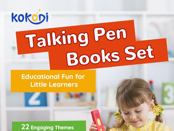 KOKODI Talking Pen Book Sets for Kids, Interactive Audio Sound Books with English Words & Mother Goose Nursery Rhymes, 700+ Touch Points Sensory Learning Toy, Educational Gift for Kids KOKODI Talking Pen Book Sets for Kids, Interactive Audio Sound Books with English Words & Mother Goose Nursery Rhymes, 700+ Touch Points Sensory Learning Toy, Educational Gift for Kids