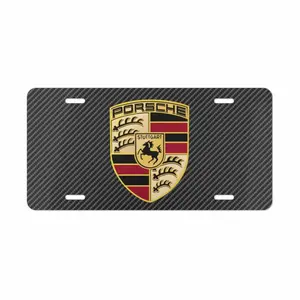 Porsche Carbon Fiber Effect License Plate, Sports Car Aluminum Front Tag, Garage Decor 12x6