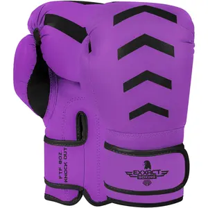 Exxact Sports Knockout Youth Boxing Gloves for Kids (3-15 Years) with Padded Protection, Wrist Support, Durable Engineered Leather, Purple/Black