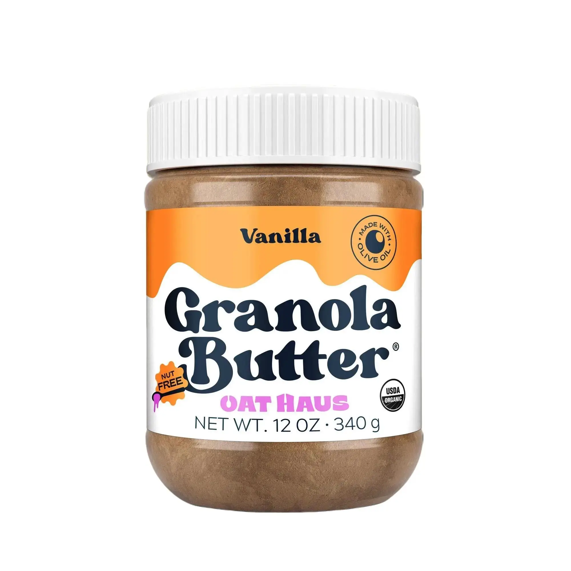 Vanilla Granola Butter Flavor - Spreadable Granola Made with Maple Syrup and Vanilla Extract - Gluten-Free, Organic, 12oz Jar