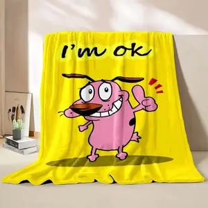 C-Courage The Cowardly Dog Printed Blanket Super Soft Flannel Fleece,Christmas and Halloween gifts  Lightweight Cozy Plush for Sofa Couch Bed Travel.