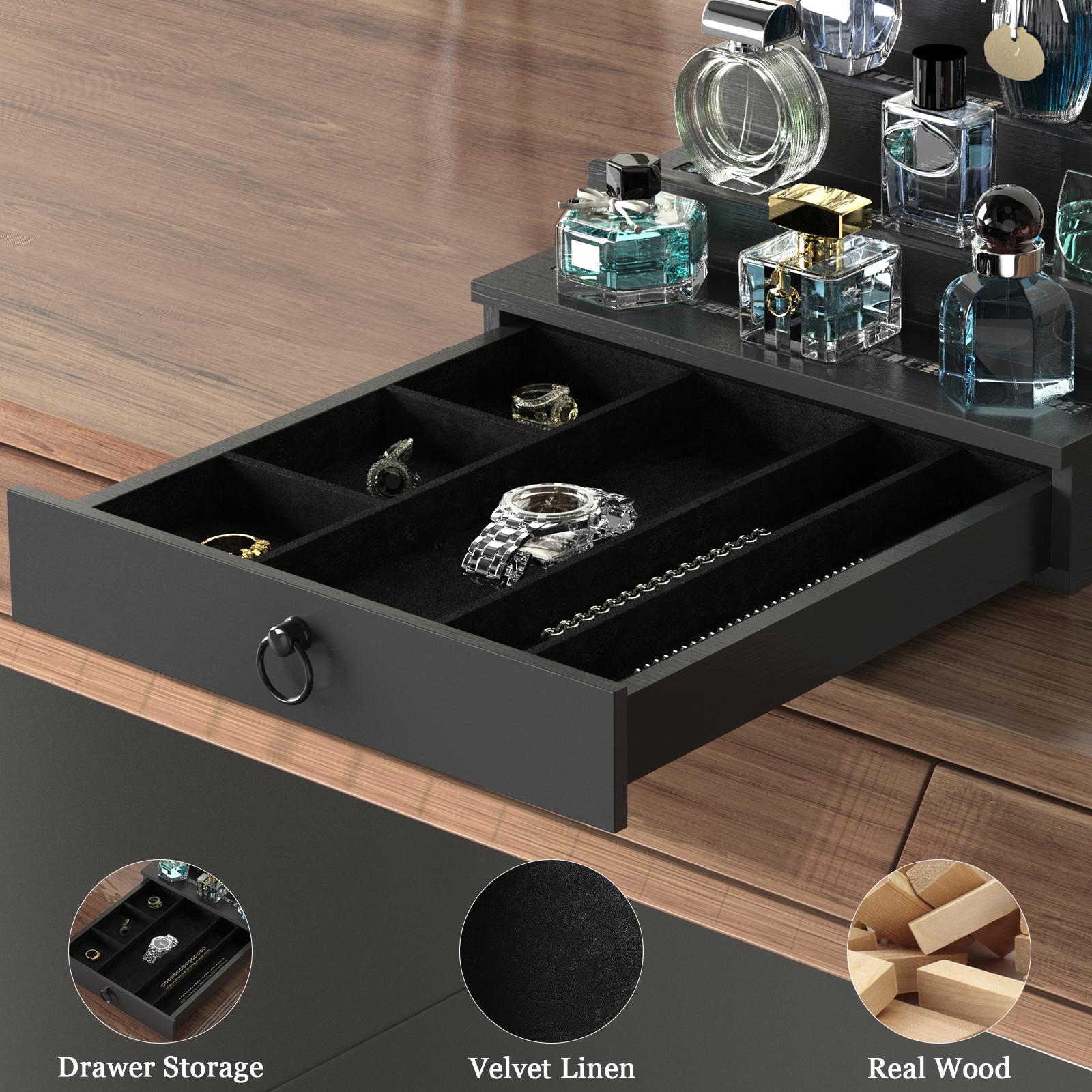 LED Illuminated 4-Tier Display Shelf – Stylish Perfume, Dessert & Aromatherapy Organizer for Vanity, Dresser & Countertop Three-Tier Wooden Cologne