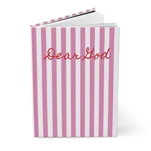 Prayer Journal, Dear God Pink and White Striped Hardcover Journal Matte, Diary Notebook, Christian Gift, Religious Journal, Faith Notebook,