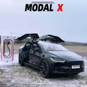 1:24 Model X Simulation Alloy Car Model Vehicle Sound and Light Pull Back Toy Car Boys Collection Decoration Gift