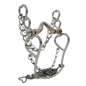 5 3/8" Acero Freno Corazon Charro Cobre Horse Bit Copper