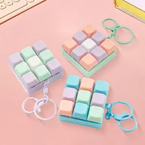 9 Keys Keyboard Fidget Keychain Antistress Keyboard Button Fingertip Key Cap Pendant Stress Relief Toys for Children Adults Gift
