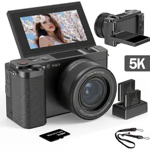 W&O 5K Digital Camera for Photography, Vlogging Camera for YouTube with 3" 180° Flip Screen, 18X Digital Zoom, 2 Batteries, 32GB Card, Ideal Gift for Girls, Boys Teenagers, and Beginners, Birthday Christmas Valentine's Day Gift