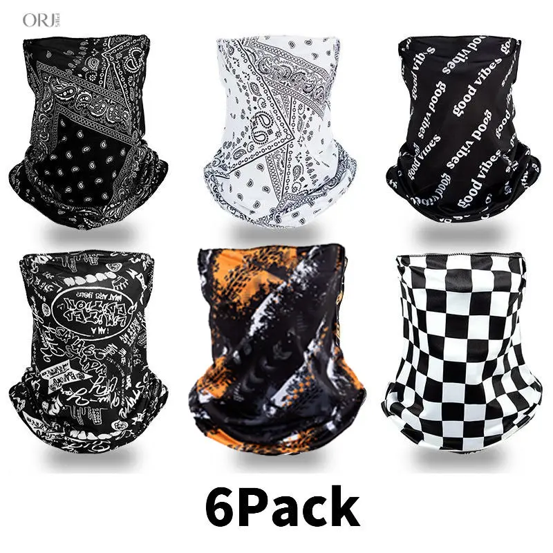 6 Pack Ice Silk Ear-Hook Face Masks - Breathable, Cooling, Lightweight Windproof Neck Gaiter Scarf Balaclava for Men Women, Sun Protection for Cycling, Outdoor Running, Summerwins Fashion Accessory Set,Touch,Screen,Fle,Gradient,Color,Detachab,el,bel,gift,
