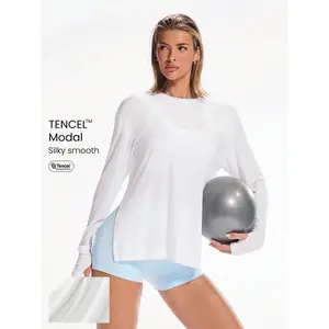 GLOWMODE Modal Make Moves Relaxed Sports Oversized Long Sleeve Tee Daily Casual Summer Compression Shirt