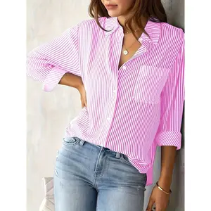 Women's Striped Shirt - Casual, Loose Fit for Everyday Wear