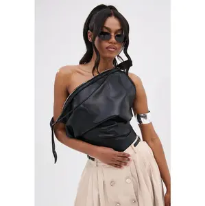 WEEKEND VIBES FAUX LEATHER BLOUSE