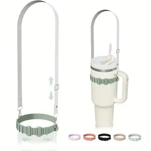 One Adjustable Water Bottle Handle with Adjustable Straps, Soft Silicone Water Bottle Holder, Suitable for 8-40 Oz Water Bottle-Suitable for Walking, Cycling, Hiking and Other Sports