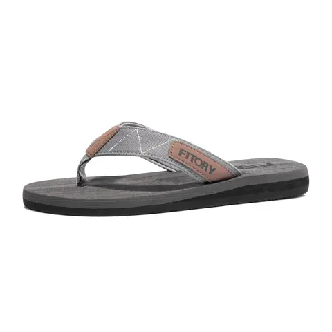 FITORY Men's Chic Slip-On Flat Heel Thong Sandals - Cushioned Comfort Footwear with Fabric, EVA Sole, No Fuss Design for Summer Holiday Activities