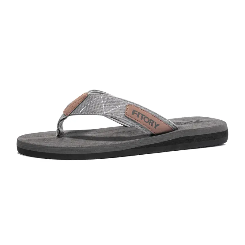 FITORY Men's Chic Slip-On Flat Heel Thong Sandals - Cushioned Comfort Footwear with Fabric, EVA Sole, No Fuss Design for Summer Holiday Activities