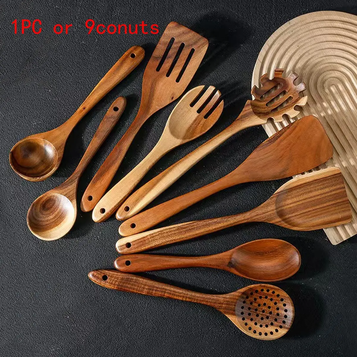 Wooden Cooking Utensils Set, Wooden Spoon, Wooden Spatulas, Spoons Set, Natural Acacia Wood Kitchen Tools, Eco-Friendly Non-Stick Cookware Accessories, Handcrafted Durable Design, Kitchenware Utensils, Home Kitchen Use