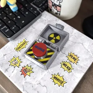 3D-Printed Nuclear Button Ornament - Decorative Ornaments, Durable plastic indoor/outdoor decoration with a nuclear peace theme, requires no electricity, the perfect gift for Christmas and parties, Party Decor Props