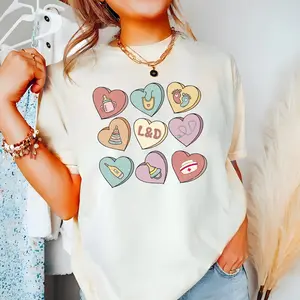 Labor and Delivery Nurse Retro Hearts Shirt, Cute L&D Nurse Shirt, Delivery Nurse Shirt, Nurse Gift, Nursing Tee