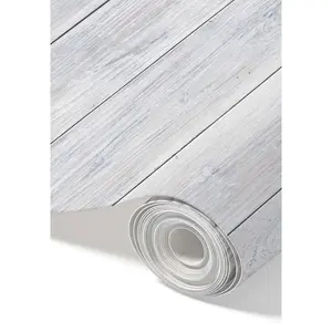 Peel and Stick Wallpaper Roll 20.5" x 16 ft Gray Shiplap Removable Wood-Style Wall Décor for Kitchen & Living Room Easy Application No Glue Needed