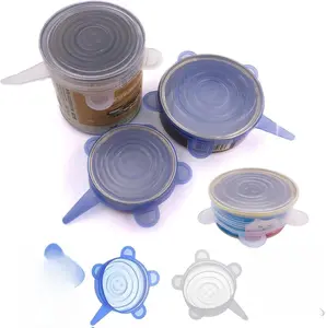 Pet Food Can Lids, Silicone Stretch Can Lids Covers for Dog Cat Food, Reusable Expandable Universal Size Fit Most Cans and Jars, 4 Pack