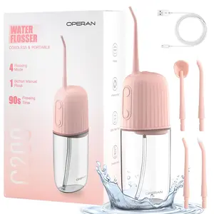 Operan C200 Portable Rechargeable Rechargeable Cordless Water Flosser, Oral Irrigator 200ML IPX7 Waterproof with Multifunctional 360° Rotating Tips, 4 Cleaning Modes #fathersdaygift