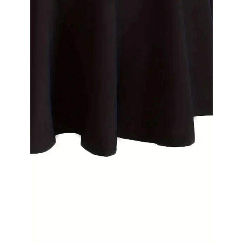 Women's Fashion Plus Size 1XL-5XL Preppy Skirt Ladies Casual Solid Elastic High Rise Slight Stretch A-line Mini Skirt