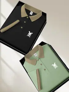 Men's Rabbit Print Polo Shirt, Regular Fit Casual Short Sleeve Collared Top for Summer, Fashion Men's Clothes for Daily Wear, Tropical, Fitted Casual Collared