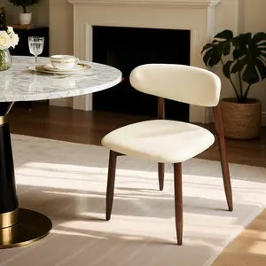 Subrtex Upholstered Wooden Dining Room Chairs, Mid Century MModern Fabric Kitchen Chair with Ergonomic Curved Backrest, Dininng Chairs Set of 2