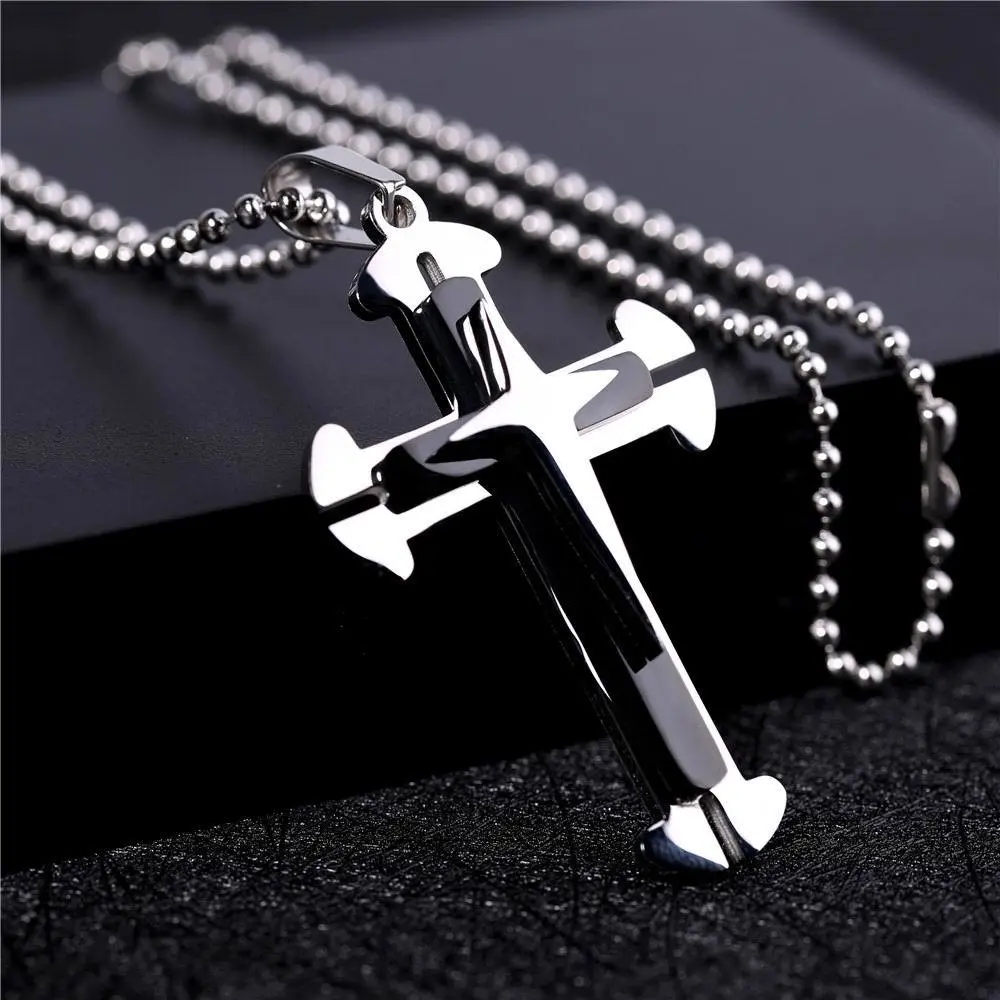 3Pcs/Set Cross Pendant Necklaces For Women Men Teens Punk Hip Hop Fashion Jewelry Gifts