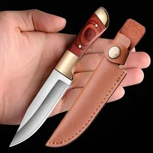 Mini Knife with Sheath, 1 Count Handmade Forged Kitchen Knife, Stainless Steel Kitchen Knife, Sharp Boning Knife for Home Dining Room Barbecue, Stainless Steel Knives