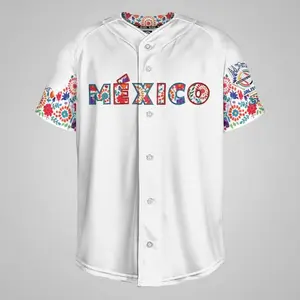 Jersey Serie del Caribe 2026 Blanco Flores Caballero – Unisex Baseball Jersey, Latin Heritage Fan Apparel for Game Day