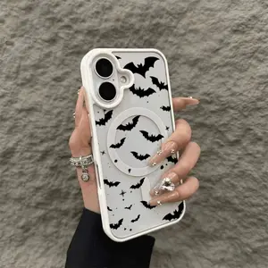 Black Bat Star Magnetic Phone Case for iPhone15/14/13Pro/12Max/X/Xr/Xs/11 Clear Shockproof Case Cover Protection