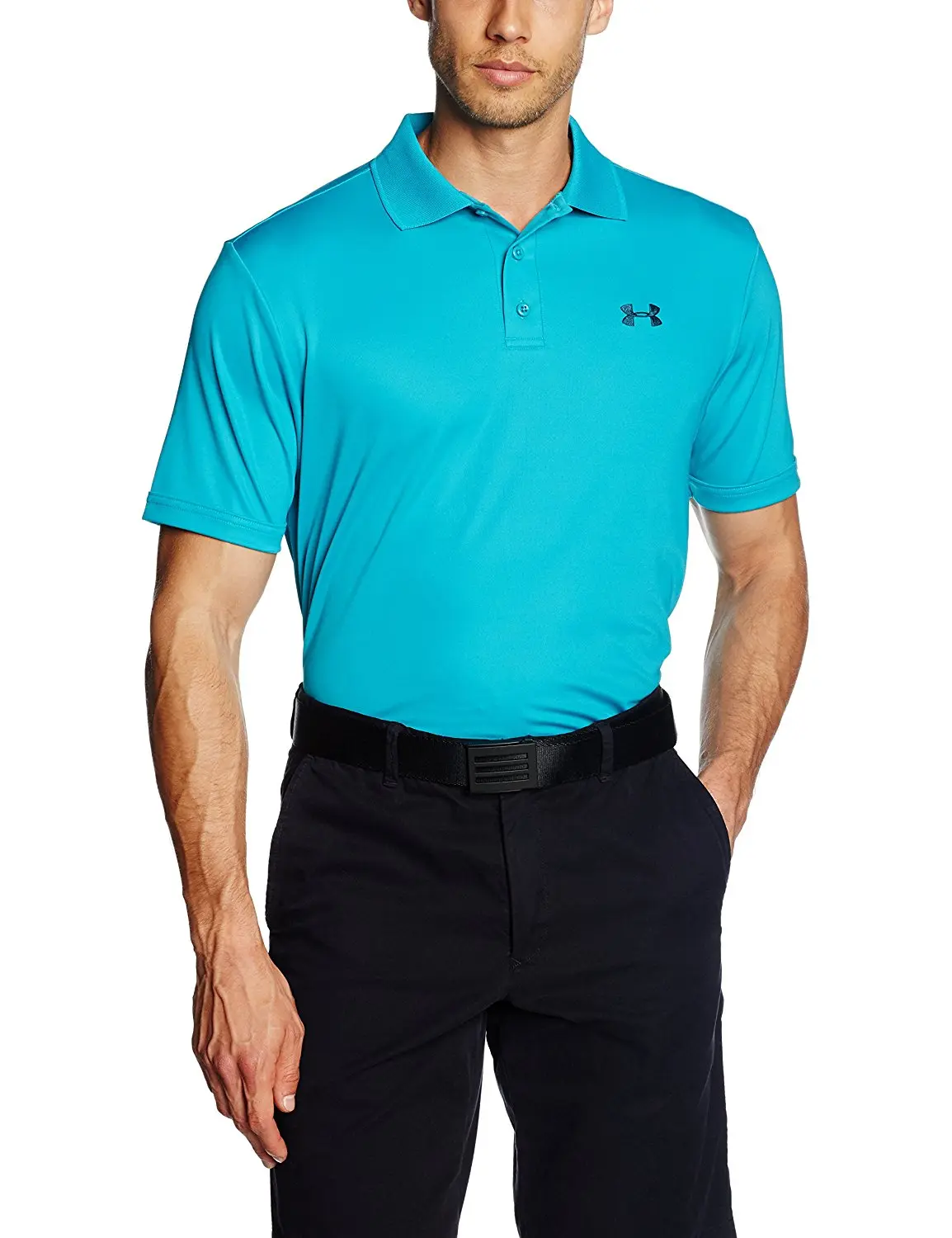 Under Armour Men's Loose-Fitting Turquoise Polyester Short-Sleeve Training Shirt (Size M) - 4-Way High-Stretch, Breathable, Antimicrobial, Sweat-Wicking, Anti-Pill, Machine Washable, Full Range of Motion (1242755-479-TURQ-M)
