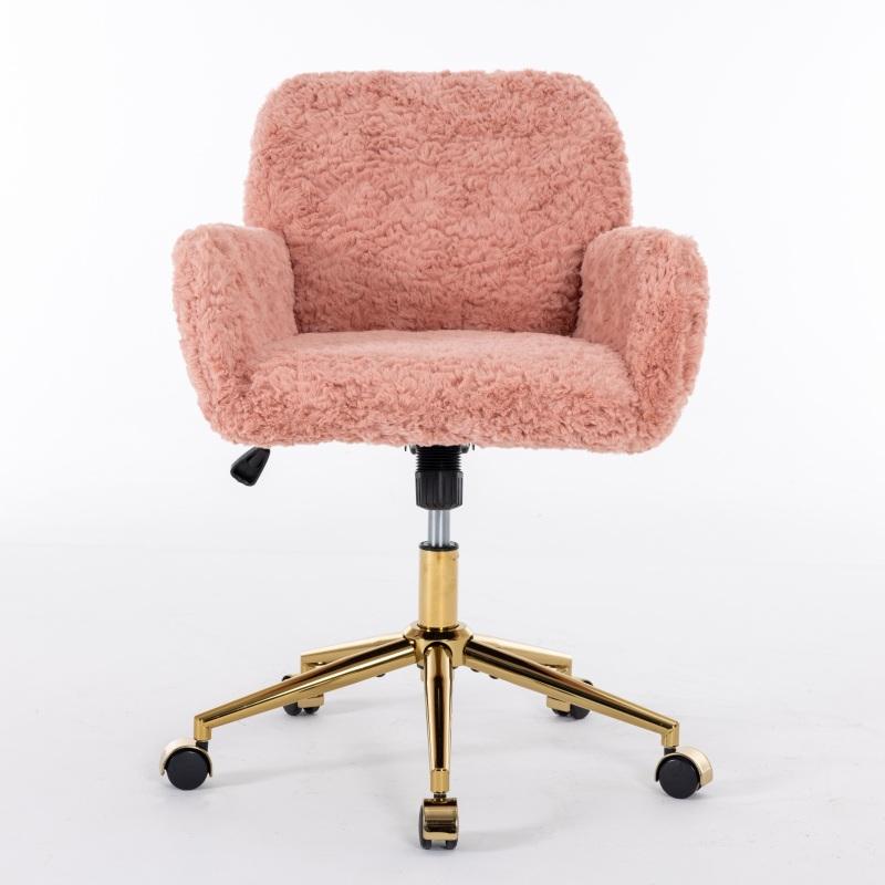 Top Office Chair,Adjustable Criss Cross Office Chair, Artificial rabbit hair Home Office Chair with Golden Metal Base,Adjustable Desk/Swivel/Vanity Office Chair